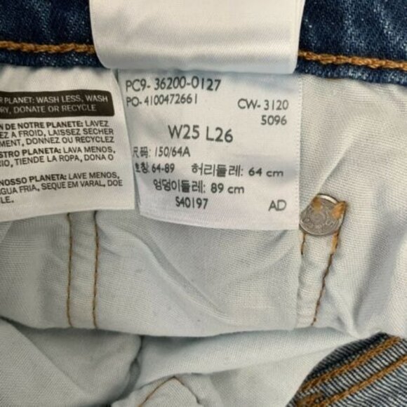 Levi’s Premium 501 Blue Cropped Raw Hem Button Fly Straight Leg 25 - Picture 4 of 12